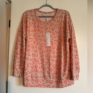 Coral/pink and tan Leopard Print Women's Top